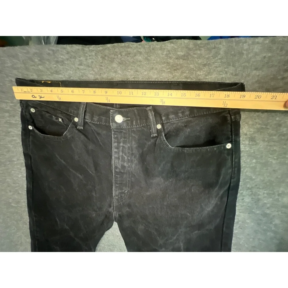 Levis 505 Regular Fit Black Denim Jeans Mens 38x30 Straight Leg Cotton Black